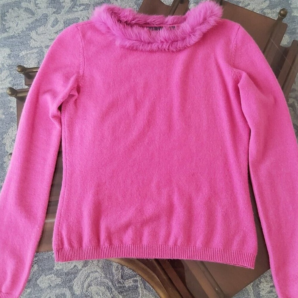 Y2K/Early00s Legally Blonde Pink Cashmere Sweater Rabbit Fur Lined